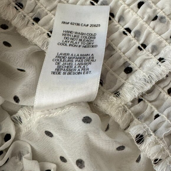 Guess Shear Size Medium Cinched Waist White Black Polkadot Puff Sleeves Lace Fem - Picture 8 of 10